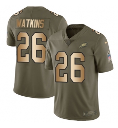 Youth Nike Philadelphia Eagles #26 Jaylen Watkins Limited Olive/Gold 2017 Salute to Service NFL Jersey