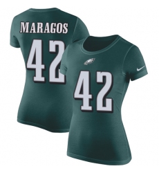 Women's Nike Philadelphia Eagles #42 Chris Maragos Green Rush Pride Name & Number T-Shirt