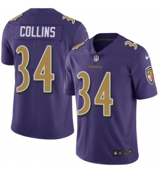 Men's Nike Baltimore Ravens #34 Alex Collins Limited Purple Rush Vapor Untouchable NFL Jersey
