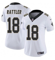 Women's New Orleans Saints #18 Spencer Rattler White Vapor Stitched Game Jersey(Run Small)