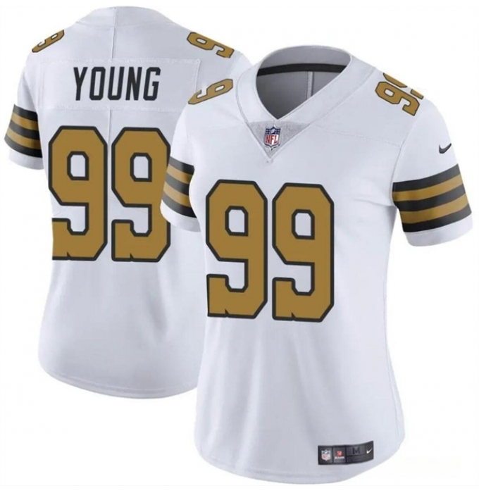 Women's New Orleans Saints #99 Chase Young White Color Rush Vapor Stitched Game Jersey