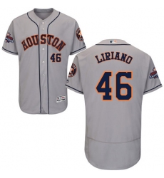 Men's Majestic Houston Astros #46 Francisco Liriano Authentic Grey Road 2017 World Series Champions Flex Base MLB Jersey