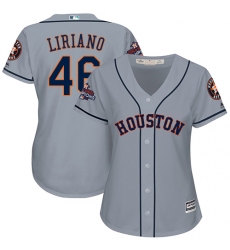 Women's Majestic Houston Astros #46 Francisco Liriano Authentic Grey Road 2017 World Series Champions Cool Base MLB Jersey