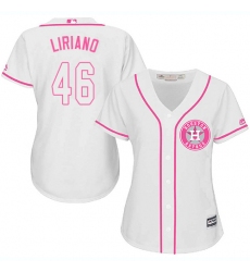 Women's Majestic Houston Astros #46 Francisco Liriano Authentic White Fashion Cool Base MLB Jersey