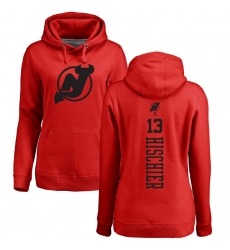 NHL Women's Adidas New Jersey Devils #13 Nico Hischier Red One Color Backer Pullover Hoodie