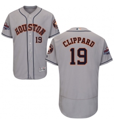 Men's Majestic Houston Astros #19 Tyler Clippard Authentic Grey Road 2017 World Series Champions Flex Base MLB Jersey