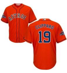 Men's Majestic Houston Astros #19 Tyler Clippard Replica Orange Alternate 2017 World Series Champions Cool Base MLB Jersey