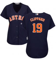 Women's Majestic Houston Astros #19 Tyler Clippard Authentic Navy Blue Alternate Cool Base MLB Jersey