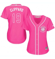 Women's Majestic Houston Astros #19 Tyler Clippard Authentic Pink Fashion Cool Base MLB Jersey