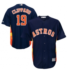 Youth Majestic Houston Astros #19 Tyler Clippard Authentic Navy Blue Alternate Cool Base MLB Jersey