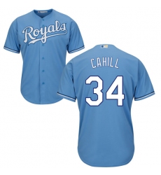 Youth Majestic Kansas City Royals #34 Trevor Cahill Authentic Light Blue Alternate 1 Cool Base MLB Jersey