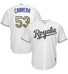 Men's Majestic Kansas City Royals #53 Melky Cabrera Replica White Home Cool Base MLB Jersey