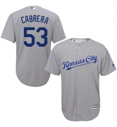 Youth Majestic Kansas City Royals #53 Melky Cabrera Replica Grey Road Cool Base MLB Jersey