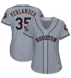 Women's Majestic Houston Astros #35 Justin Verlander Authentic Grey Road 2017 World Series Champions Cool Base MLB Jersey