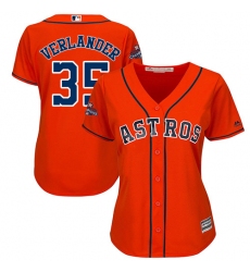 Women's Majestic Houston Astros #35 Justin Verlander Authentic Orange Alternate 2017 World Series Champions Cool Base MLB Jersey