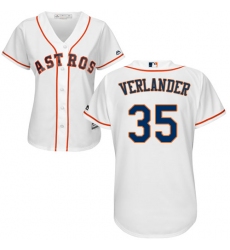 Women's Majestic Houston Astros #35 Justin Verlander Authentic White Home Cool Base MLB Jersey