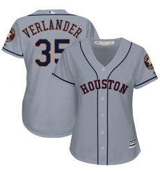 Women's Majestic Houston Astros #35 Justin Verlander Replica Grey Road Cool Base MLB Jersey