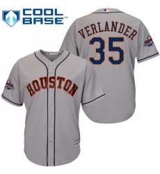 Youth Majestic Houston Astros #35 Justin Verlander Authentic Grey Road 2017 World Series Champions Cool Base MLB Jersey