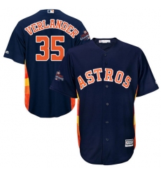 Youth Majestic Houston Astros #35 Justin Verlander Authentic Navy Blue Alternate 2017 World Series Champions Cool Base MLB Jersey