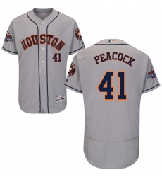 Men's Majestic Houston Astros #41 Brad Peacock Authentic Grey Road 2017 World Series Champions Flex Base MLB Jersey