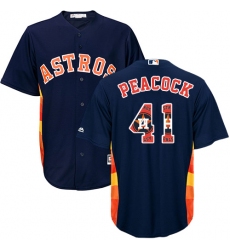 Men's Majestic Houston Astros #41 Brad Peacock Authentic Navy Blue Team Logo Fashion Cool Base MLB Jersey