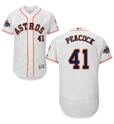 Men's Majestic Houston Astros #41 Brad Peacock Authentic White Home 2017 World Series Champions Flex Base MLB Jersey