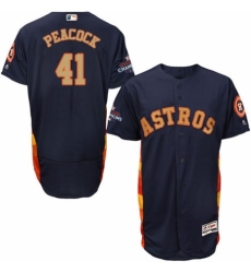 Men's Majestic Houston Astros #41 Brad Peacock Navy Blue Alternate 2018 Gold Program Flex Base Authentic Collection MLB Jersey