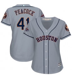 Women's Majestic Houston Astros #41 Brad Peacock Authentic Grey Road 2017 World Series Champions Cool Base MLB Jersey