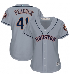 Women's Majestic Houston Astros #41 Brad Peacock Authentic Grey Road Cool Base MLB Jersey