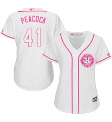 Women's Majestic Houston Astros #41 Brad Peacock Authentic White Fashion Cool Base MLB Jersey