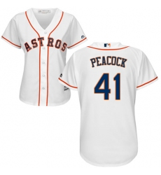 Women's Majestic Houston Astros #41 Brad Peacock Authentic White Home Cool Base MLB Jersey