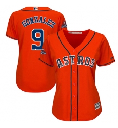 Women's Majestic Houston Astros #9 Marwin Gonzalez Authentic Orange Alternate 2017 World Series Champions Cool Base MLB Jersey