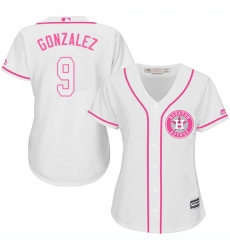 Women's Majestic Houston Astros #9 Marwin Gonzalez Replica White Fashion Cool Base MLB Jersey