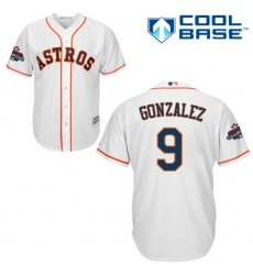 Youth Majestic Houston Astros #9 Marwin Gonzalez Authentic White Home 2017 World Series Champions Cool Base MLB Jersey