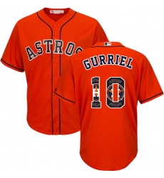 Men's Majestic Houston Astros #10 Yuli Gurriel Authentic Orange Team Logo Fashion Cool Base MLB Jersey