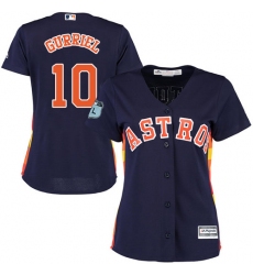 Women's Majestic Houston Astros #10 Yuli Gurriel Replica Navy Blue Alternate Cool Base MLB Jersey