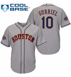 Youth Majestic Houston Astros #10 Yuli Gurriel Authentic Grey Road 2017 World Series Champions Cool Base MLB Jersey