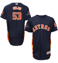 Men's Majestic Houston Astros #53 Ken Giles Authentic Navy Blue Alternate 2017 World Series Champions Flex Base MLB Jersey