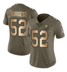 Women's Nike Cleveland Browns #52 James Burgess Limited Olive/Gold 2017 Salute to Service NFL Jersey