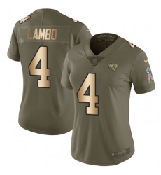 Women's Nike Jacksonville Jaguars #4 Josh Lambo Limited Olive/Gold 2017 Salute to Service NFL Jersey
