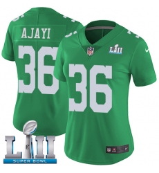 Women's Nike Philadelphia Eagles #36 Jay Ajayi Limited Green Rush Vapor Untouchable Super Bowl LII NFL Jersey