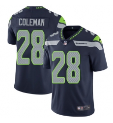 Youth Nike Seattle Seahawks #28 Justin Coleman Navy Blue Team Color Vapor Untouchable Elite Player NFL Jersey