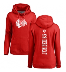 NHL Women's Adidas Chicago Blackhawks #12 Alex DeBrincat Red One Color Backer Pullover Hoodie