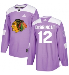 Youth Adidas Chicago Blackhawks #12 Alex DeBrincat Authentic Purple Fights Cancer Practice NHL Jersey