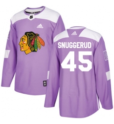 Men's Adidas Chicago Blackhawks #45 Luc Snuggerud Authentic Purple Fights Cancer Practice NHL Jersey