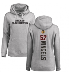 NHL Women's Adidas Chicago Blackhawks #57 Tommy Wingels Ash Backer Pullover Hoodie