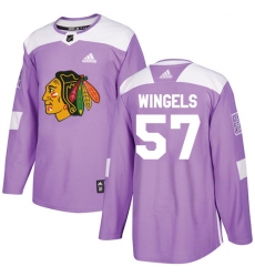 Youth Adidas Chicago Blackhawks #57 Tommy Wingels Authentic Purple Fights Cancer Practice NHL Jersey