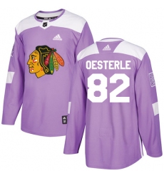 Youth Adidas Chicago Blackhawks #82 Jordan Oesterle Authentic Purple Fights Cancer Practice NHL Jersey