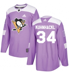 Men's Adidas Pittsburgh Penguins #34 Tom Kuhnhackl Authentic Purple Fights Cancer Practice NHL Jersey