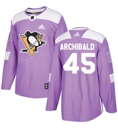 Men's Adidas Pittsburgh Penguins #45 Josh Archibald Authentic Purple Fights Cancer Practice NHL Jersey